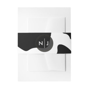 Cintas Para Invitaciones Bodas de manchas de vaca lechera en negro y blanco