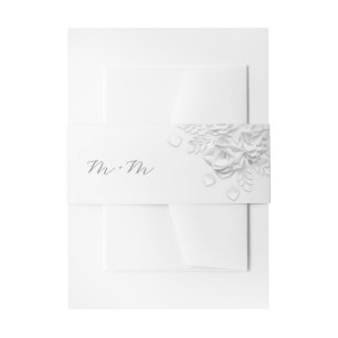 Cintas Para Invitaciones Bodas de Rosas 3D Blancas Recortadas en Papel