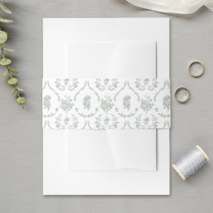 Cintas Para Invitaciones Bodas de Rosas Barrocas Elegantes Salvia