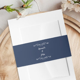 Cintas Para Invitaciones Bodas Elegantes Caligrafía Romántica Azul Marino