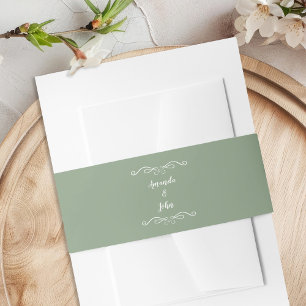 Cintas Para Invitaciones Bodas Elegantes Caligrafía Romántica Verde Salvia