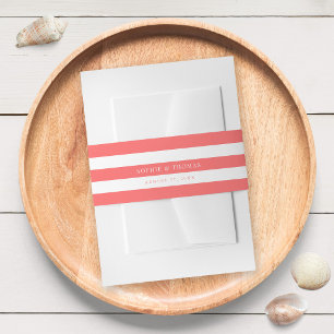 Cintas Para Invitaciones Bodas Náuticas de Rayas Blancas y Color Editable