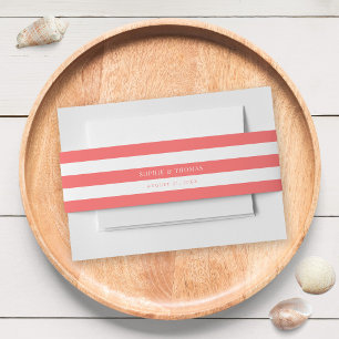Cintas Para Invitaciones Bodas Náuticas de Rayas Blancas y Color Editable