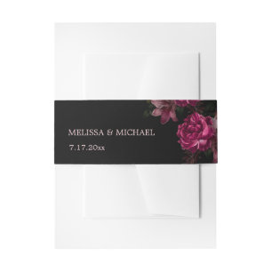 Cintas Para Invitaciones Bodas Vintage de Rosas Pintadas a Mano Oscuras y M