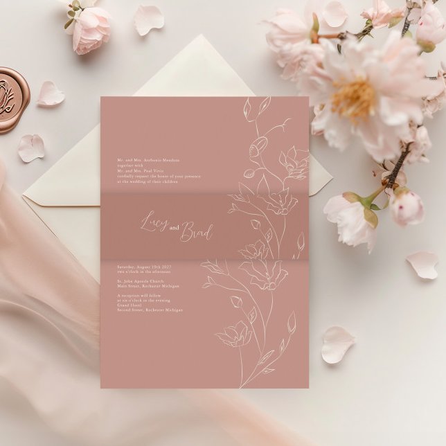 Cintas Para Invitaciones Boho Bellyband | Terracota con arte floral (Subido por el creador)