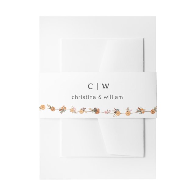 Cintas Para Invitaciones Boho Boda Botánico de vacaciones de invierno (Anverso Ejemplo)