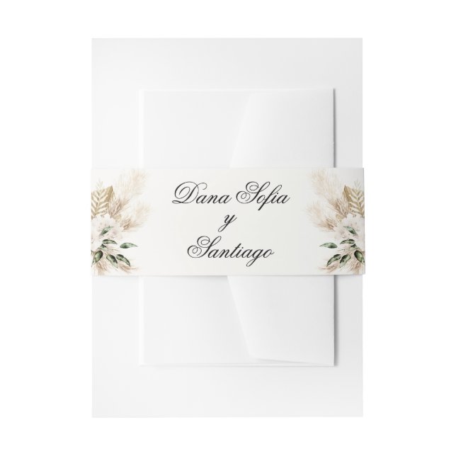 Cintas Para Invitaciones Boho Boda español (Anverso Ejemplo)
