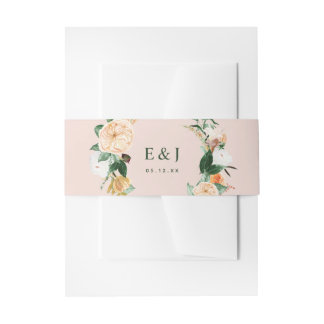 Cintas Para Invitaciones Boho Botánico Watercolor Floral Verdor rosa