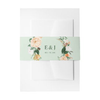 Cintas Para Invitaciones Boho Botánico Watercolor Floral Verdor Sage