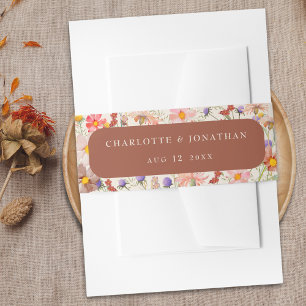 Cintas Para Invitaciones Boho Cae Boda rústico floral Terracotta Beige