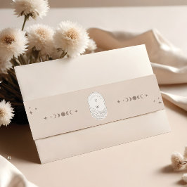 Cintas Para Invitaciones Boho Celestial Moon Stars Monograma holístico
