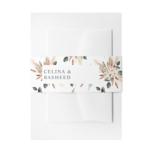 Cintas Para Invitaciones Boho Copper Pampas Grass & Beige Floral