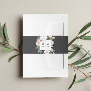 Cintas Para Invitaciones Boho florece Boda floral moderno Monograma