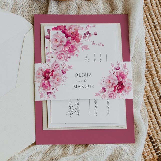 Cintas Para Invitaciones Boho Magenta Boda floral rosa caliente (Subido por el creador)