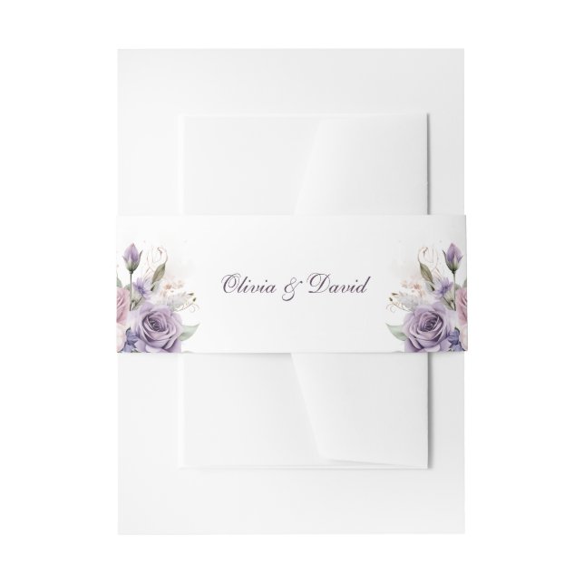 Cintas Para Invitaciones Boho Mauve y Lilac Floral Boda (Anverso Ejemplo)