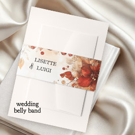 Cintas Para Invitaciones Boho Moda Boda italiano de Flores Rojas