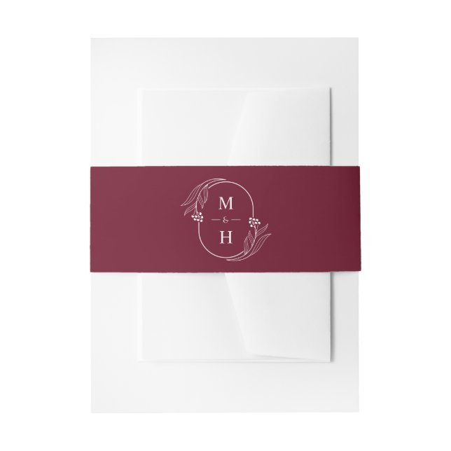 Cintas Para Invitaciones Boho Monogram Elegant Burgundy Wedding (Anverso Ejemplo)