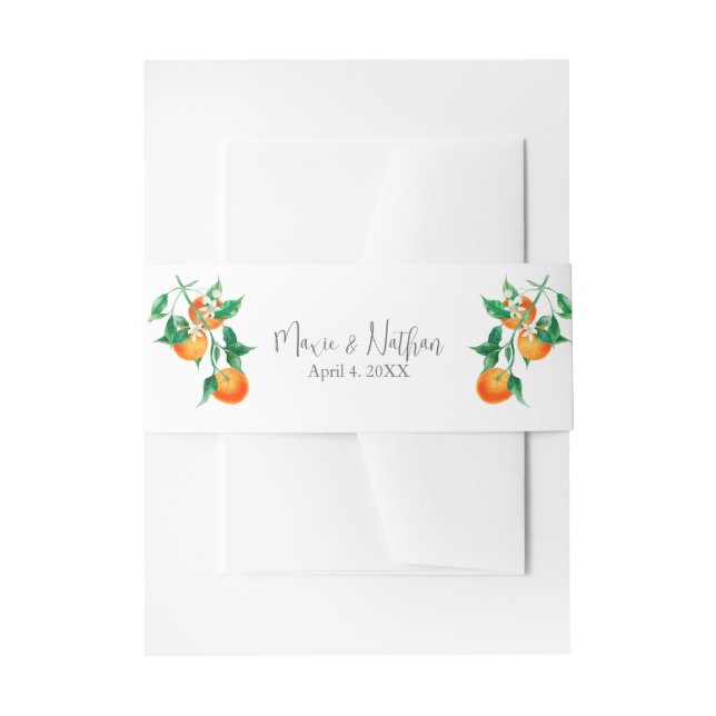 Cintas Para Invitaciones Boho Naranja Blossom Boda (Anverso Ejemplo)
