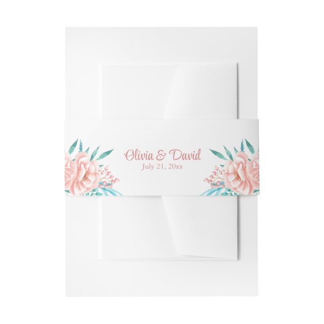 Cintas Para Invitaciones Boho Peach y Tosca Floral Boda (Anverso Ejemplo)