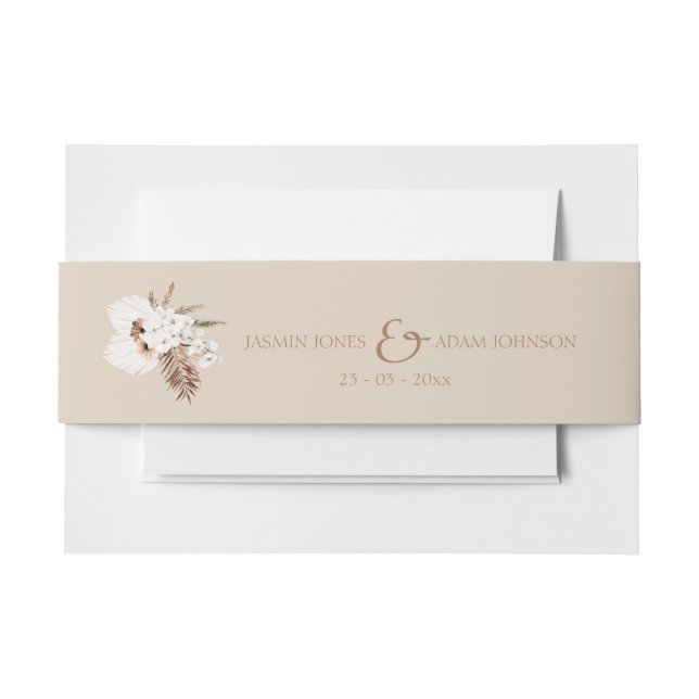 Cintas Para Invitaciones Boho Terracotta Beige Pampas Boda de Grass Floral (Anverso Ejemplo)