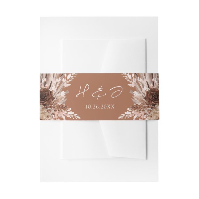 Cintas Para Invitaciones Boho Terracotta Boda (Anverso Ejemplo)