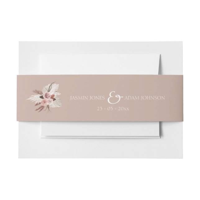 Cintas Para Invitaciones Boho Terracotta Boda floral seco neutro (Anverso Ejemplo)