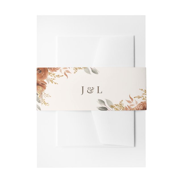 Cintas Para Invitaciones Boho Terracotta Rust Fall Boda Floral (Anverso Ejemplo)