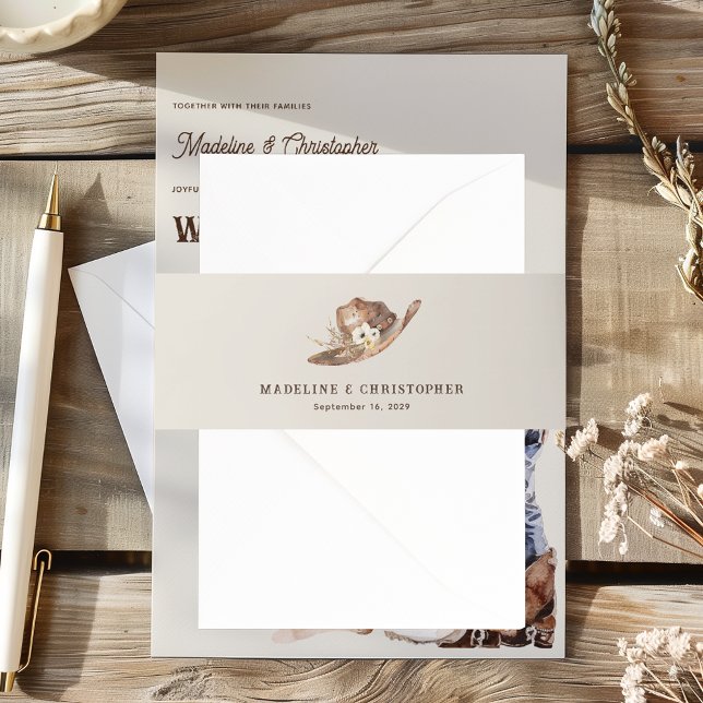 Cintas Para Invitaciones Boho Western Cowboy Gorra Boda (Subido por el creador)