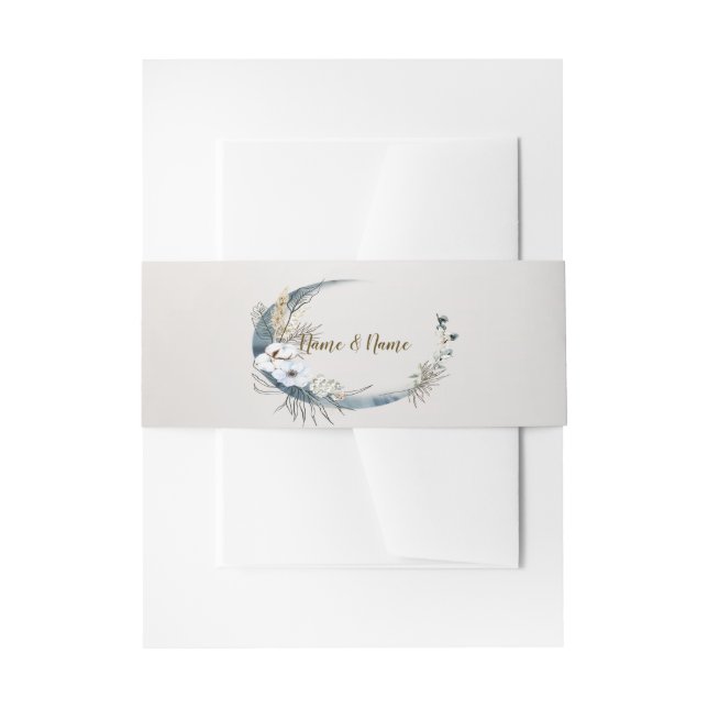 Cintas Para Invitaciones Boho White Orchid Flores Blue Moon Elegant Fiesta (Anverso Ejemplo)