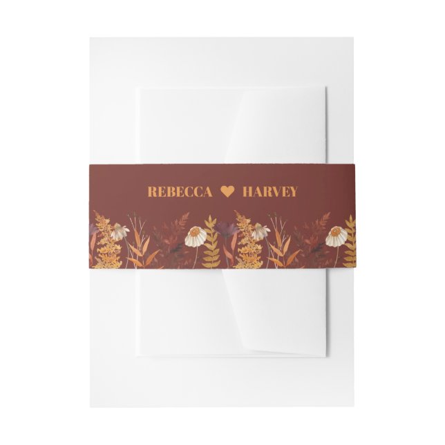 Cintas Para Invitaciones Boho Wildflower Terracotta Boda otoño otoño (Anverso Ejemplo)