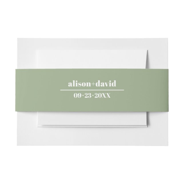 Cintas Para Invitaciones Bold typography sage green minimalist wedding (Anverso Ejemplo)