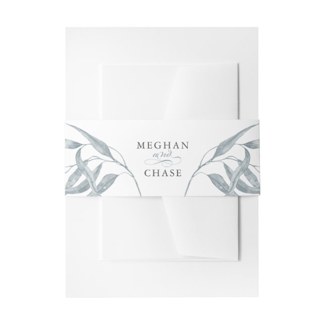 Cintas Para Invitaciones Bonito Azul Leafy (Anverso Ejemplo)