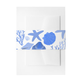 Cintas Para Invitaciones Bonito de patrón de conchas marinas azules bombard