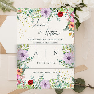 Cintas Para Invitaciones Bonito Elegante Monograma Iniciales Boda Floral