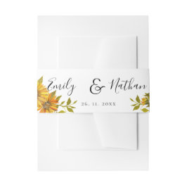 Cintas Para Invitaciones Bonito Sunflower Elegante Script Boda Floral