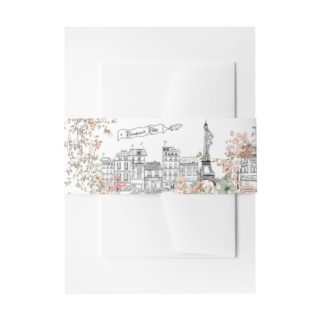 Cintas Para Invitaciones Bonjour Bebe Francés Género Neutral Baby Shower (Anverso Ejemplo)