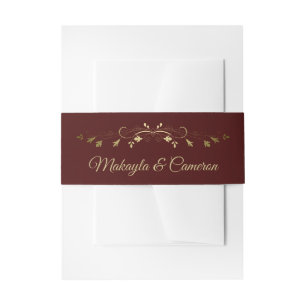 Cintas Para Invitaciones Borde floral Gold & Auburn Boda simple elegante