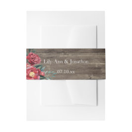 Cintas Para Invitaciones Borgoña Floral Rustic Woodgrain