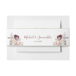 Cintas Para Invitaciones Borgoña Rubor Peony y Boda de Rosas