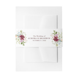 Cintas Para Invitaciones Botanical Burgundy Floral Wildflower Wedding 