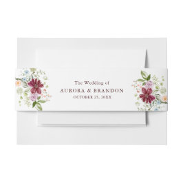 Cintas Para Invitaciones Botanical Burgundy Wildflower Wedding 