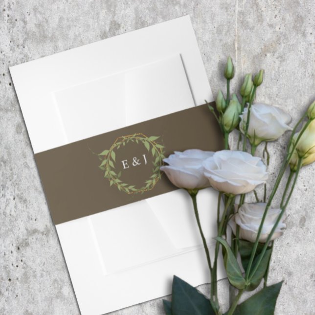 Cintas Para Invitaciones Botanical Wreath Earth Tone Wedding (Subido por el creador)