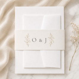 Cintas Para Invitaciones Botánico en marfil y dorado antiguo 