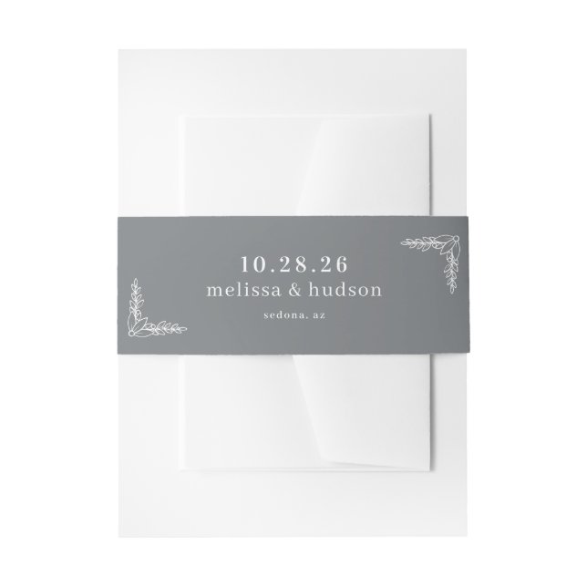 Cintas Para Invitaciones Botánico Gris Sereno (Anverso Ejemplo)