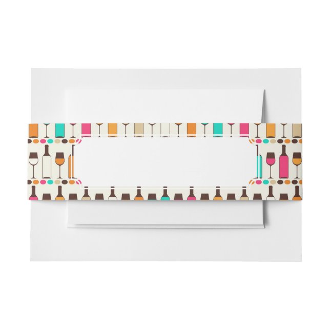 Cintas Para Invitaciones Botellas y vidrios retros de vino (Anverso Ejemplo)