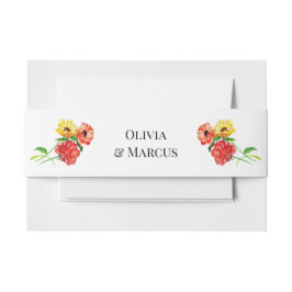 Cintas Para Invitaciones Bouquets florales rojo y amarillo marrón