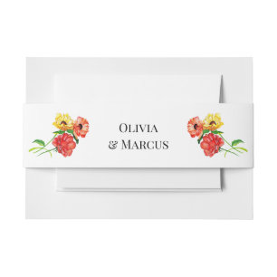 Cintas Para Invitaciones Bouquets florales rojo y amarillo marrón