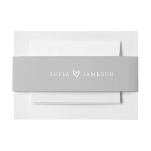 Cintas Para Invitaciones BRIDE & GROOM CORAZÓN de tipo moderno gris pálido