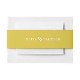 Cintas Para Invitaciones BRIDE & GROOM CORAZÓN mostaza de tipo moderno amar