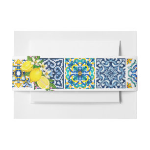 Cintas Para Invitaciones Brillante Mediterráneo Sicilia Tiles Citrus Lemons